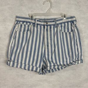 American Eagle Shorts Womens Mom Shorts Size 10 Blue White Stripe Denim